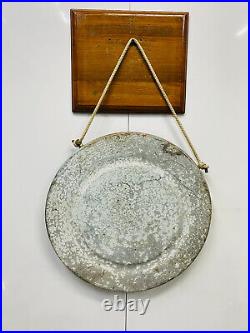 Reclaimed Ship Vintage Old Brass Round Original Tibetan Gong Bell with Stick