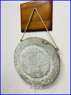 Reclaimed Ship Vintage Old Brass Round Original Tibetan Gong Bell with Stick