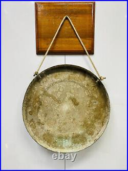 Reclaimed Ship Vintage Old Brass Round Original Tibetan Gong Bell with Stick
