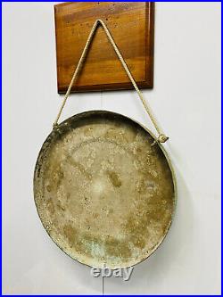 Reclaimed Ship Vintage Old Brass Round Original Tibetan Gong Bell with Stick