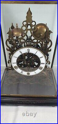 Reproduction Triple Fusee 5 bells musical Skeleton under dome clock