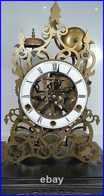 Reproduction Triple Fusee 5 bells musical Skeleton under dome clock