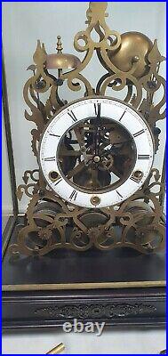 Reproduction Triple Fusee 5 bells musical Skeleton under dome clock