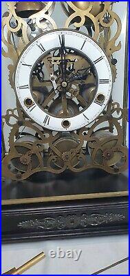 Reproduction Triple Fusee 5 bells musical Skeleton under dome clock