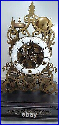 Reproduction Triple Fusee 5 bells musical Skeleton under dome clock