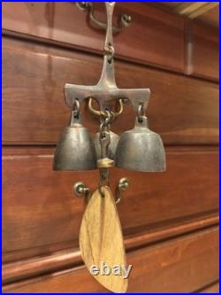 Richard Fisher Old Vintage Triple Bell Wind Chime Tuned Beautifully Patina