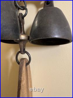 Richard Fisher Old Vintage Triple Bell Wind Chime Tuned Beautifully Patina Richard Fisher Old Vintage Triple Bell Wind Chime Tuned Beautifully Patina