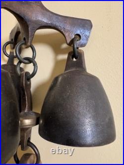 Richard Fisher Old Vintage Triple Bell Wind Chime Tuned Beautifully Patina Richard Fisher Old Vintage Triple Bell Wind Chime Tuned Beautifully Patina
