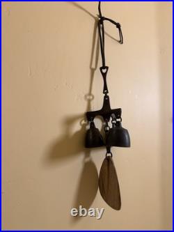 Richard Fisher Old Vintage Triple Bell Wind Chime Tuned Beautifully Patina