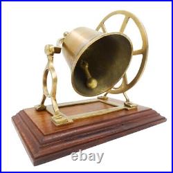 Rotating Bell Brass Gold Color On A Wooden Base Decorative Vintage Classic Style