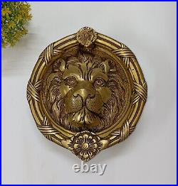 Round Shape Lion Door Knocker Brass Jungle Beast Door Bell Home Decor AJ142