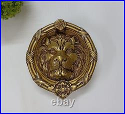 Round Shape Lion Door Knocker Brass Jungle Beast Door Bell Home Decor AJ142