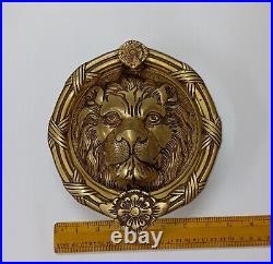 Round Shape Lion Door Knocker Brass Jungle Beast Door Bell Home Decor AJ142