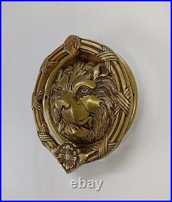 Round Shape Lion Door Knocker Brass Jungle Beast Door Bell Home Decor AJ142