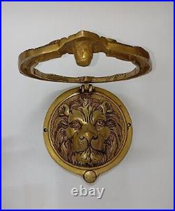 Round Shape Lion Door Knocker Brass Jungle Beast Door Bell Home Decor AJ142