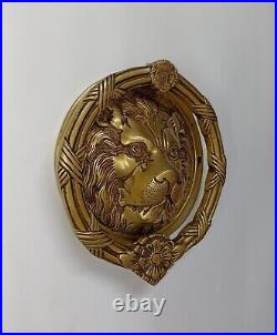 Round Shape Lion Door Knocker Brass Jungle Beast Door Bell Home Decor AJ142