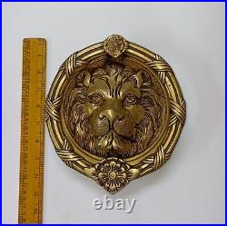Round Shape Lion Door Knocker Brass Jungle Beast Door Bell Home Decor AJ142