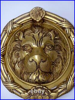 Round Shape Lion Door Knocker Brass Jungle Beast Door Bell Home Decor AJ142