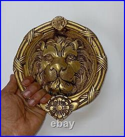 Round Shape Lion Door Knocker Brass Jungle Beast Door Bell Home Decor AJ142