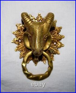 Russian Goat Knocker Brass Handmade Golden Finish Animal Design Door Bell UR52