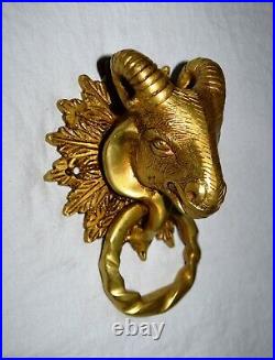 Russian Goat Knocker Brass Handmade Golden Finish Animal Design Door Bell UR52