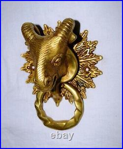 Russian Goat Knocker Brass Handmade Golden Finish Animal Design Door Bell UR52