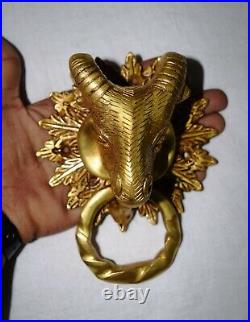 Russian Goat Knocker Brass Handmade Golden Finish Animal Design Door Bell UR52