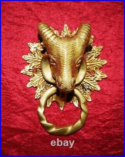 Russian Goat Knocker Brass Handmade Golden Finish Animal Design Door Bell UR52