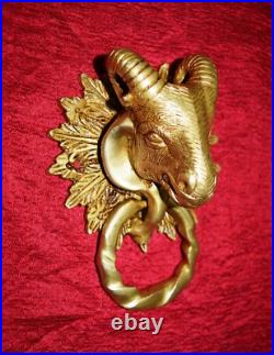 Russian Goat Knocker Brass Handmade Golden Finish Animal Design Door Bell UR52