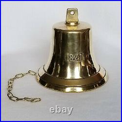 SHIP'S BELL DATED 1841 with MAKER'S LOGO & ORIGINAL CLAPPER, VINTAGE CAST BRASS