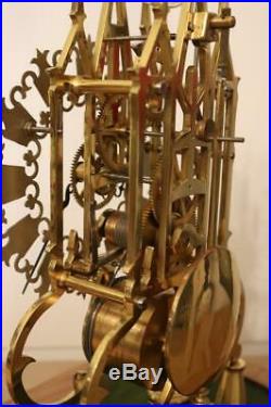 SKELETON CLOCK by E. DENT single fusee, passing bell strike, working order c1981