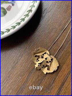 SNAKE Art NOUVEAU French BEAST Belle Epoque Gold P FLORAL Pendant Necklace Chain