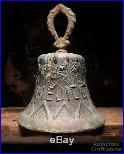 SPANISH COLONIAL BELL, Vtg Ornate Bronze Brass Antique Style Mexico Old Mission