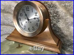 SURE LARGE 10.7 Inch USA CHELSEA BRASS SHIPS BELL CHIMES CLOCK BOSTON WORKING