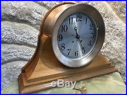 SURE LARGE 10.7 Inch USA CHELSEA BRASS SHIPS BELL CHIMES CLOCK BOSTON WORKING