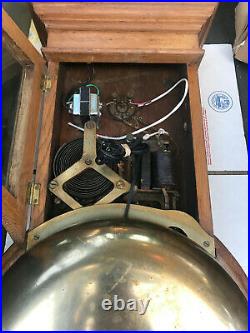 Scare 1800s Antique Gamewell FIREHOUSE Brass 15in. GONG ALARM Bell in OAK