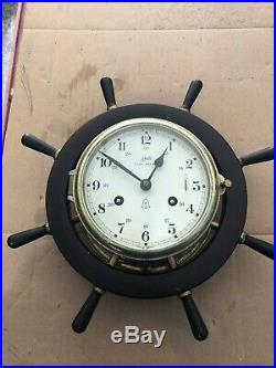 Schatz Royal Mariner Vintage German 8 Day Marine Ships Bell Clock