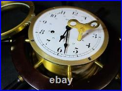 Schatz Royal Mariner Vtg Ships Bell 8 Day Helm Clock +2s Nautical Yacht Decor