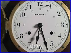 Schatz Royal Mariner Vtg Ships Bell 8 Day Helm Clock +2s Nautical Yacht Decor