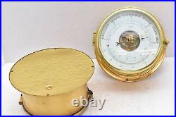 Schatz Ships bell Clock Barometer Set antique winding VTG Nautical Brass Pair