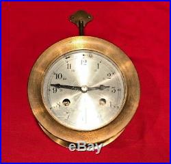 Schatz WORKING Brass 8 Day 7 Jewels Clock Ships Bell Nautical Maritime Vintage
