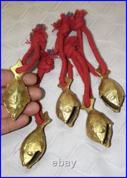 Set Of 05 Bells Brass Fish Shape Hanging Bell Baby Room Set Home Dec Item GTX