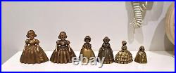 Set Of 6 Bell Dinner Antique Brass Lady Style Rustic Hand Decor Farm Farmhouse