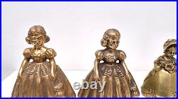 Set Of 6 Bell Dinner Antique Brass Lady Style Rustic Hand Decor Farm Farmhouse