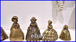 Set Of 6 Bell Dinner Antique Brass Lady Style Rustic Hand Decor Farm Farmhouse