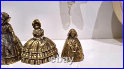 Set Of 6 Bell Dinner Antique Brass Lady Style Rustic Hand Decor Farm Farmhouse