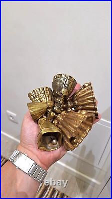 Set Of 6 Bell Dinner Antique Brass Lady Style Rustic Hand Decor Farm Farmhouse
