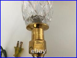 Set of 2 Vintage Bedside Solid Brass and Crystal Nightstand Light Table Lamp