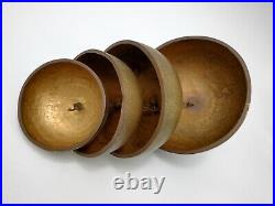 Set of 4 Hanging Brass Cow Temple Type Bells