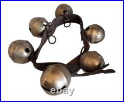 Set of 6 Antique Sleigh Bells 2.5, and 3 H. H. Bevin 27